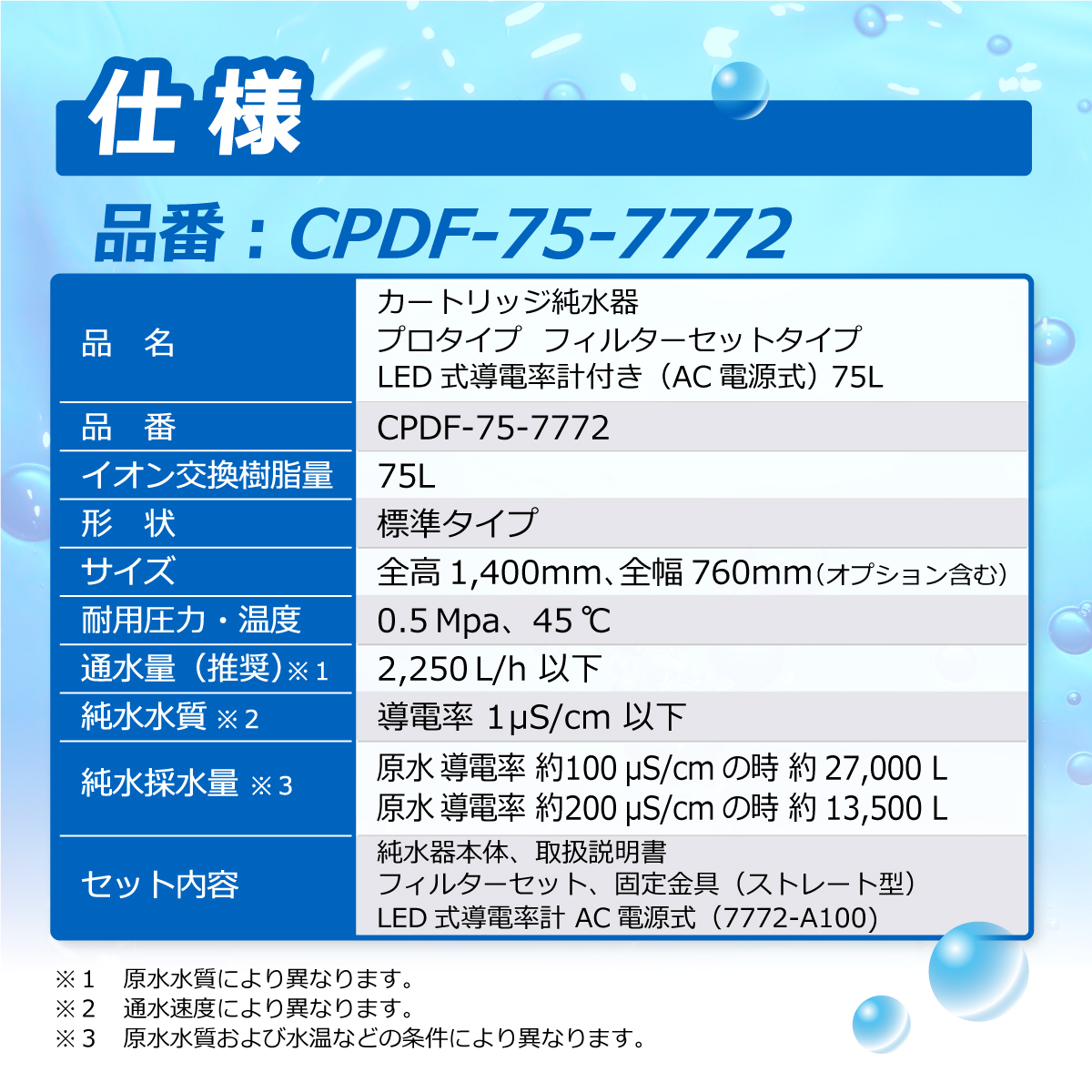 サンエイ化学 カートリッジ純水器 75L プロタイプ フィルター